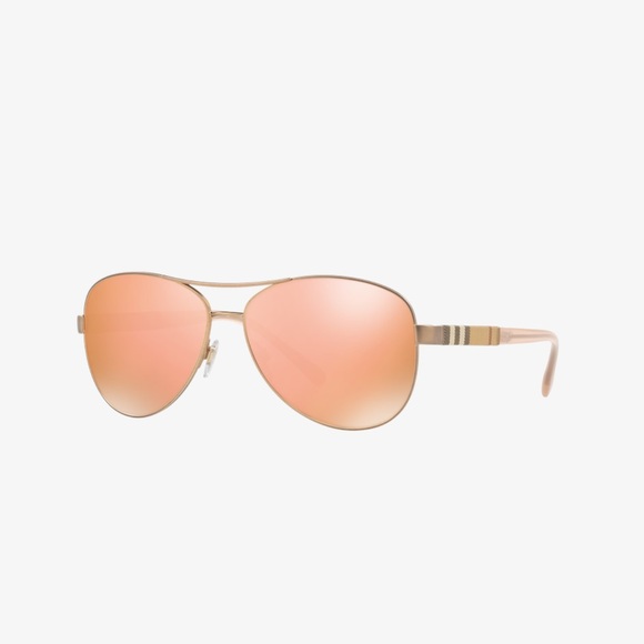 Women’s Burberry sunglasses BE3080 brown mirror rose gold aviators 😎 - Picture 1 of 14